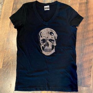 KINGS OF COLE Jeweled Skull V-Neck T Shirt